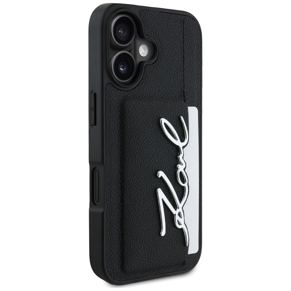 Futrola za Apple iPhone 16, Karl Lagerfeld, Metal Signature, Crna