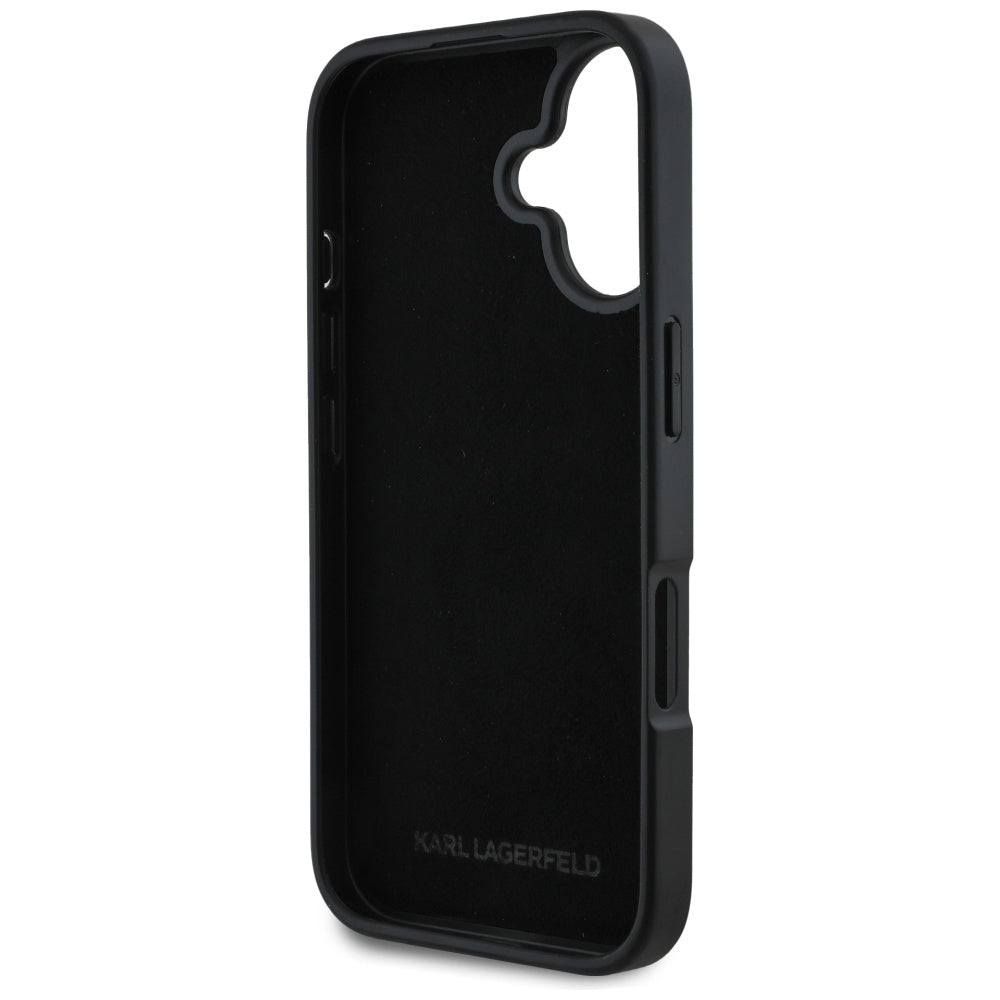 Futrola za Apple iPhone 16, Karl Lagerfeld, Metal Signature, Crna