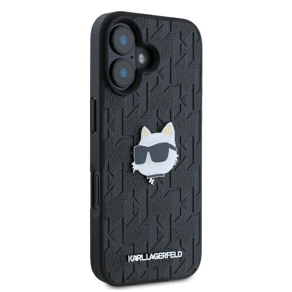 Futrola za Apple iPhone 16, Karl Lagerfeld, Monogram Choupette's Head, Crna