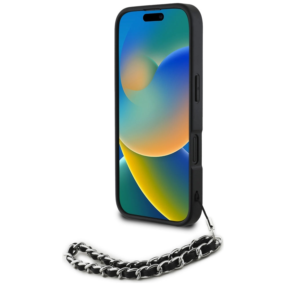 Futrola za Apple iPhone 16, Karl Lagerfeld, Saffiano Crystals & Charm, Crna