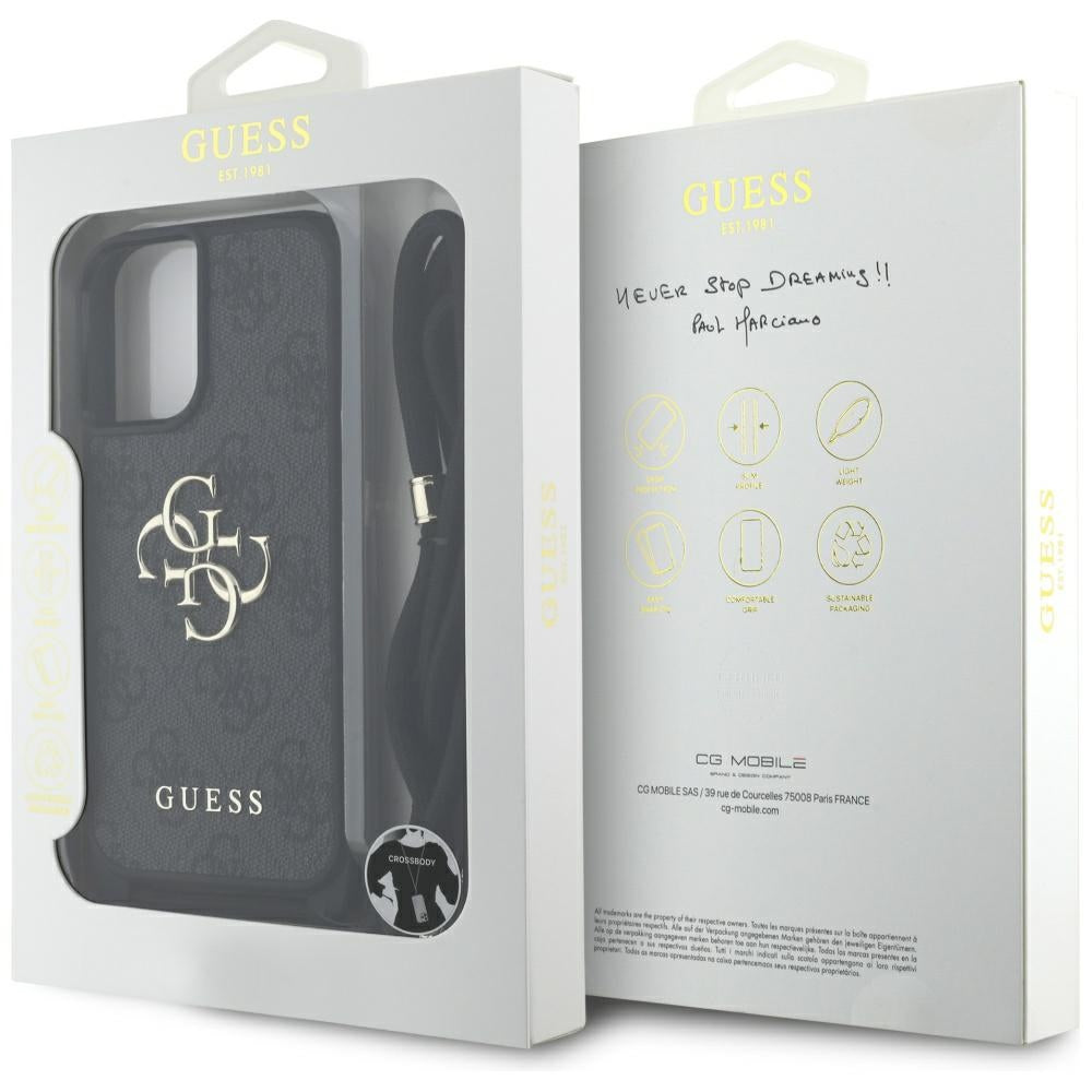 Futrola za Apple iPhone 16 Plus, Guess, 4G CBDY Big Logo with Cord Strap, Crna