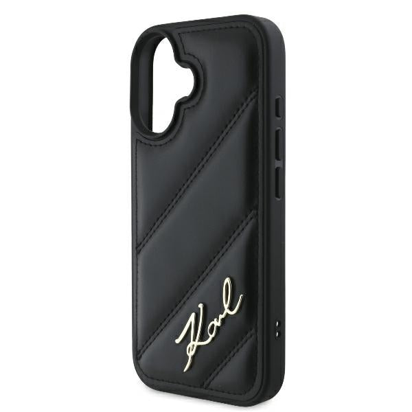 Futrola za Apple iPhone 16 Plus, Karl Lagerfeld, Diagonal Quilted Script, Crna