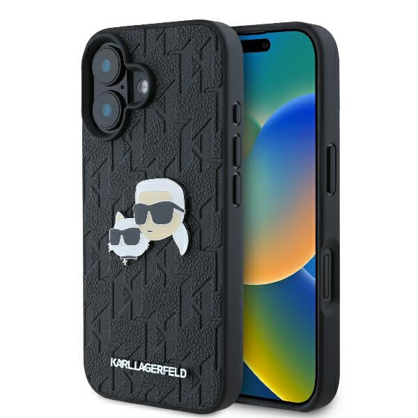 Futrola za Apple iPhone 16 Plus, Karl Lagerfeld, Monogram Karl & Choupette's Heads, Crna