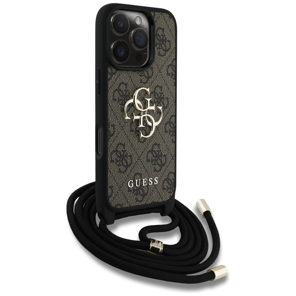 Futrola za Apple iPhone 16 Pro, Guess, 4G CBDY Big Logo with Cord Strap, Braon