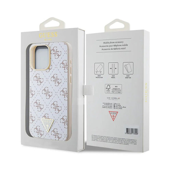 Futrola za Apple iPhone 16 Pro, Guess, 4G Triangle Logo, Bela