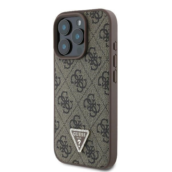 Futrola za Apple iPhone 16 Pro, Guess, 4G Triangle Strass, Braon