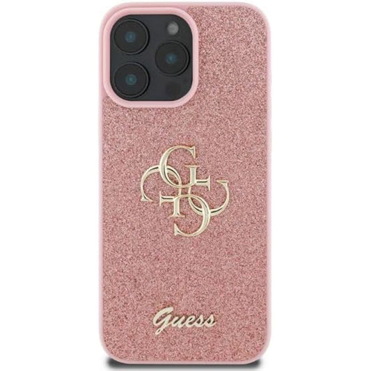 Futrola za Apple iPhone 16 Pro, Guess, Fixed Glitter Big 4G, Roze