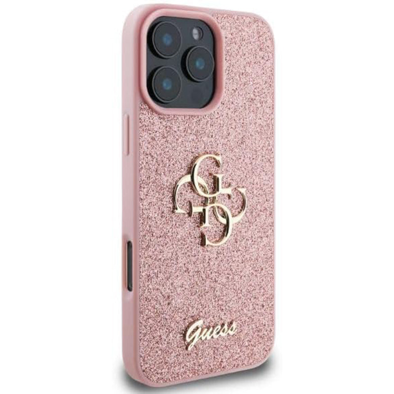 Futrola za Apple iPhone 16 Pro, Guess, Fixed Glitter Big 4G, Roze