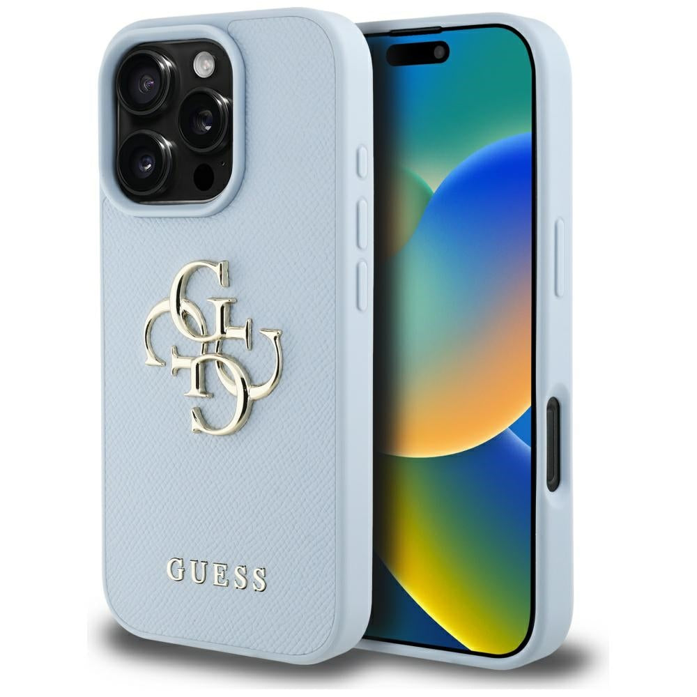Futrola za Apple iPhone 16 Pro, Guess, Grained Big 4G Logo Small Classic Logo, Plava