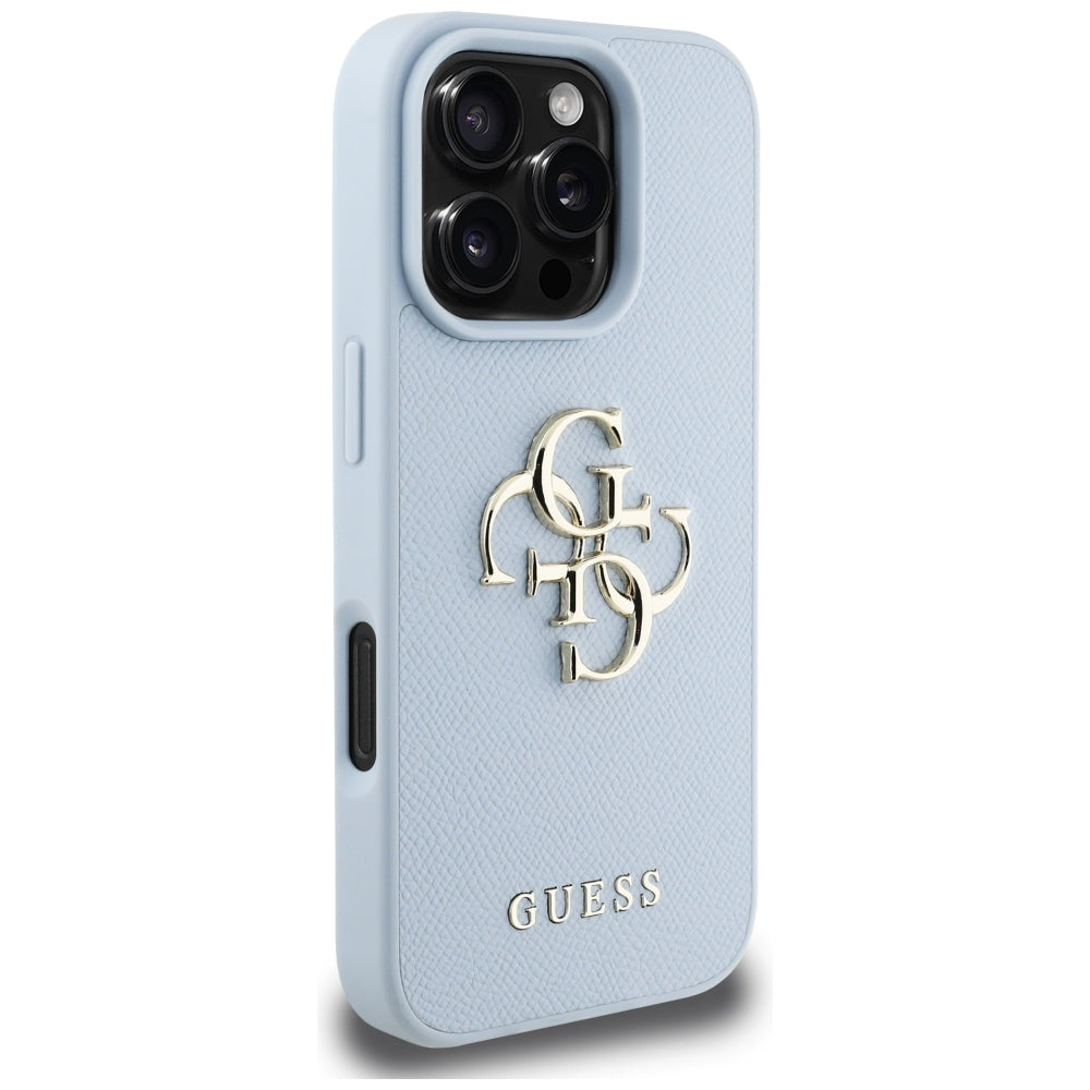 Futrola za Apple iPhone 16 Pro, Guess, Grained Big 4G Logo Small Classic Logo, Plava
