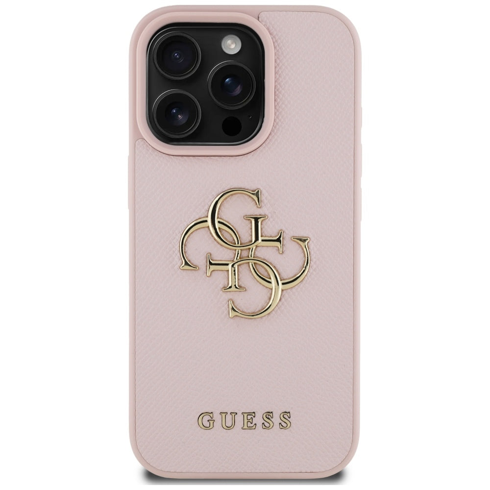 Futrola za Apple iPhone 16 Pro, Guess, Grained Big 4G Logo Small Classic Logo, Roze