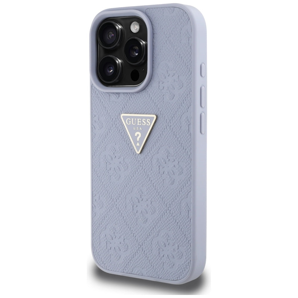 Futrola za Apple iPhone 16 Pro, Guess, Hot Stamp 4G Pattern Triangle Logo, Svetlo Ljubičasta