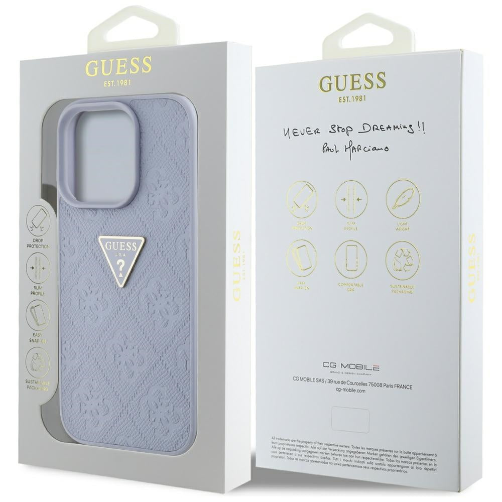 Futrola za Apple iPhone 16 Pro, Guess, Hot Stamp 4G Pattern Triangle Logo, Svetlo Ljubičasta