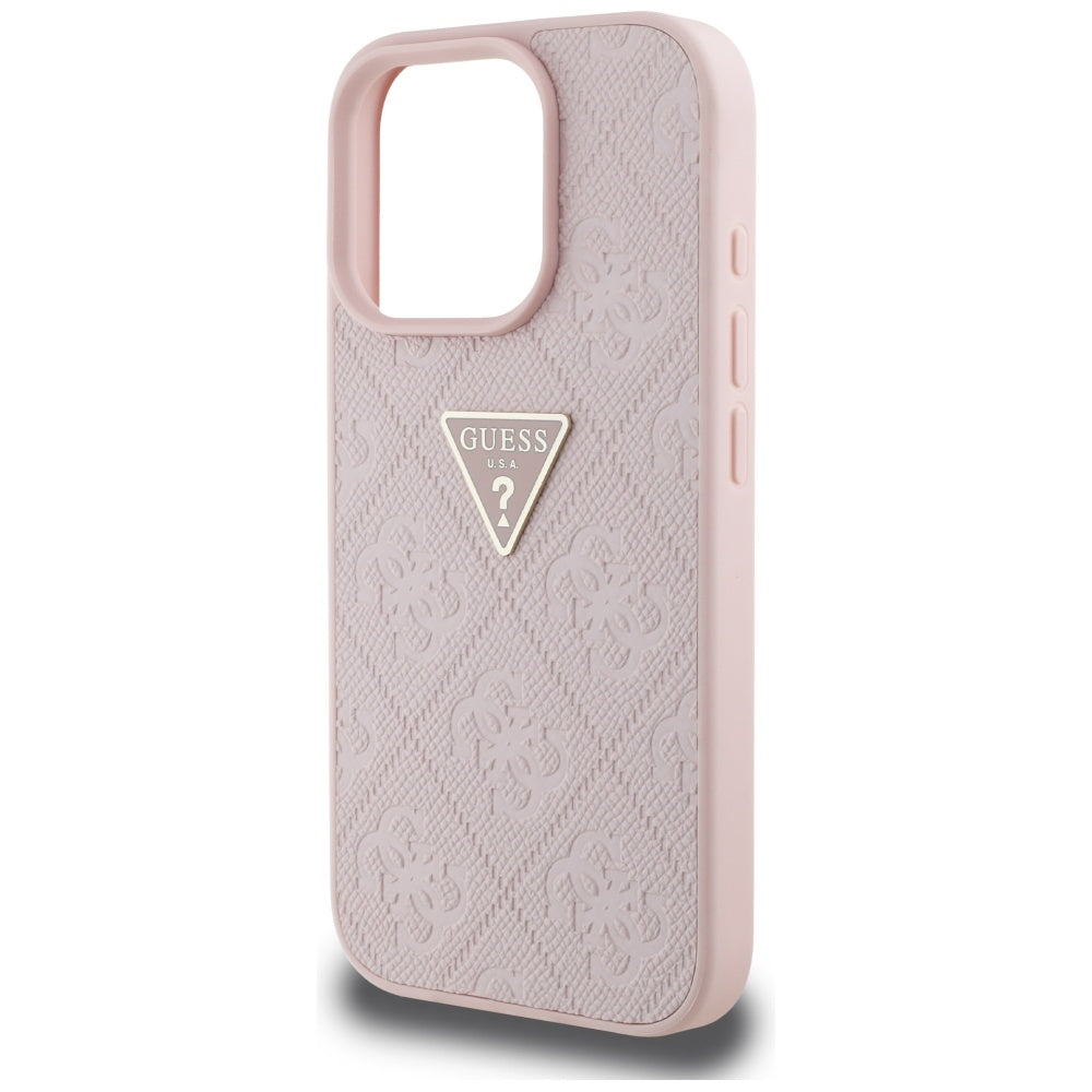 Futrola za Apple iPhone 16 Pro, Guess, Hot Stamp 4G Pattern Triangle Logo, Roze