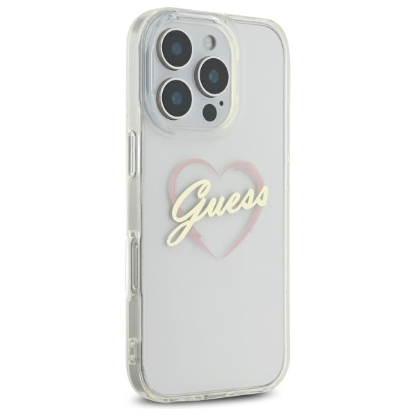 Futrola za Apple iPhone 16 Pro, Guess, IML Heart, Transparentna