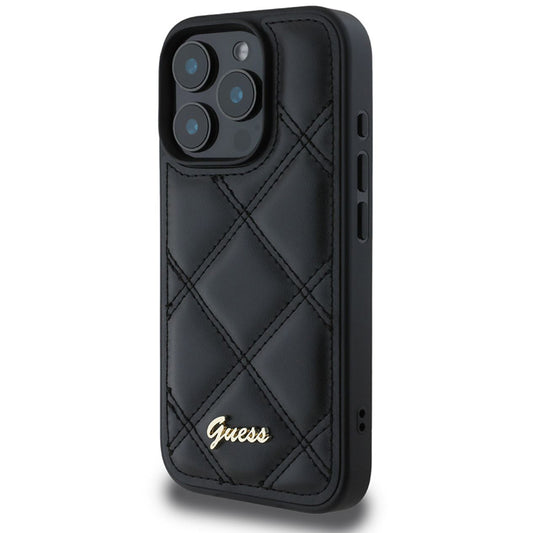Futrola za Apple iPhone 16 Pro, Guess, Quilted Metal Logo, Crna