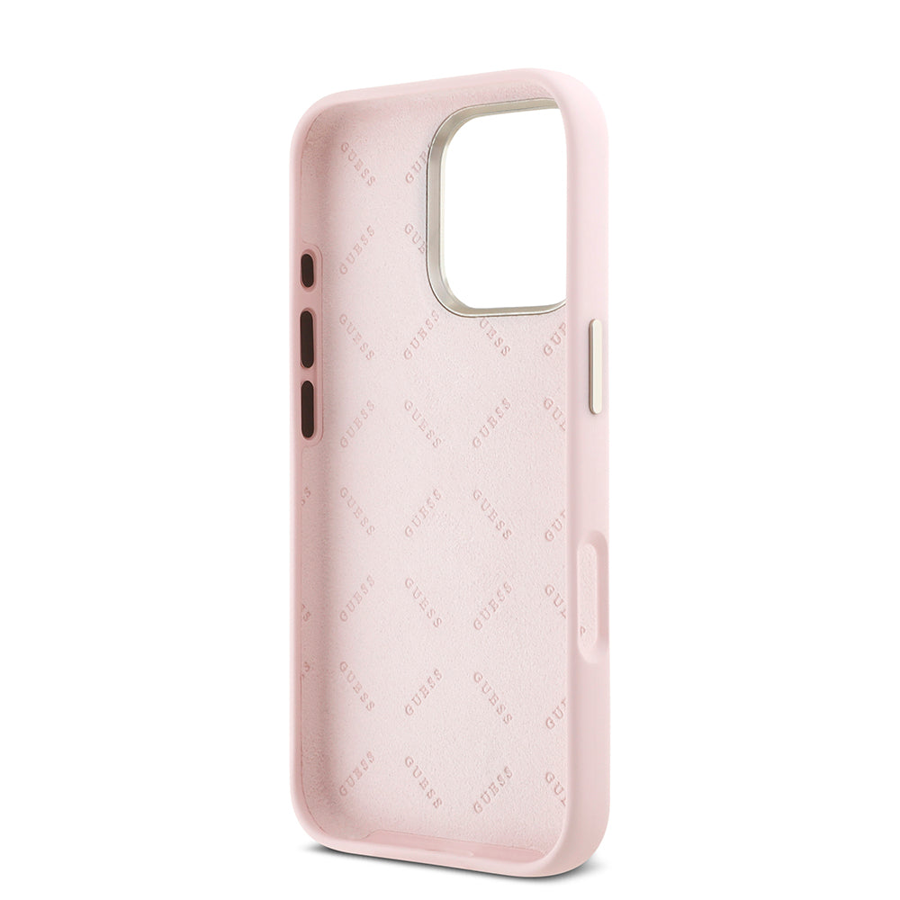 Futrola za Apple iPhone 16 Pro, Guess, Script Metal Logo & Frame, Roze