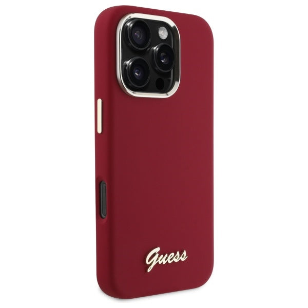 Futrola za Apple iPhone 16 Pro, Guess, Script Metal Logo, Roza