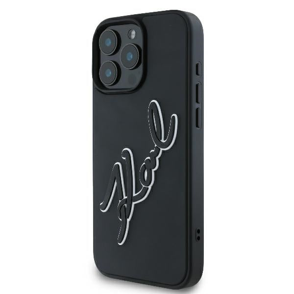 Futrola za Apple iPhone 16 Pro, Karl Lagerfeld, 3D Rubber Signature, Crna