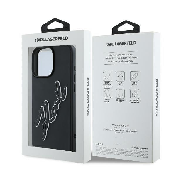 Futrola za Apple iPhone 16 Pro, Karl Lagerfeld, 3D Rubber Signature, Crna