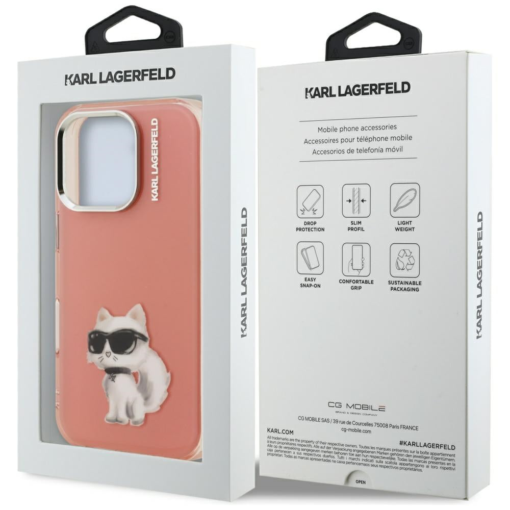 Futrola za Apple iPhone 16 Pro, Karl Lagerfeld, IML Aquarelle Logo Choupette, Roze
