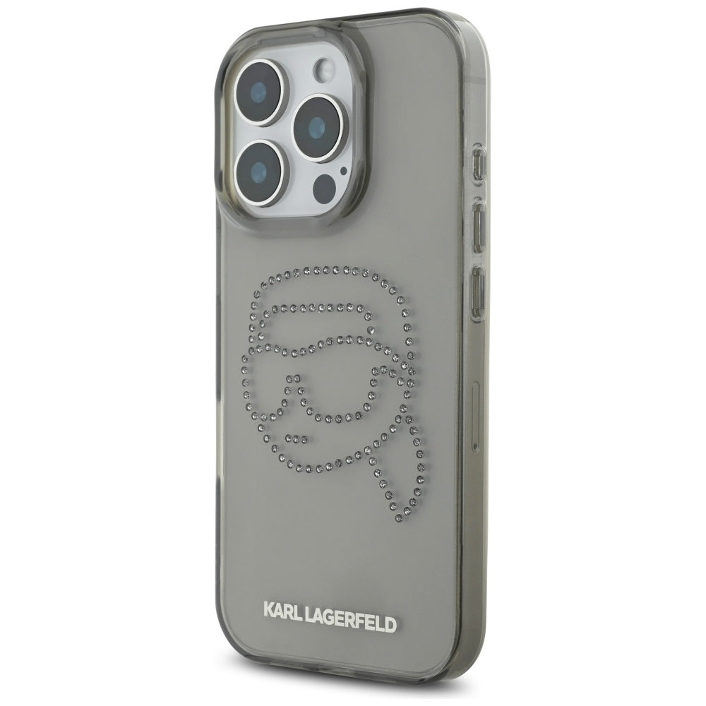 Futrola za Apple iPhone 16 Pro, Karl Lagerfeld, IML Rhinestones Karl's Head, Crna