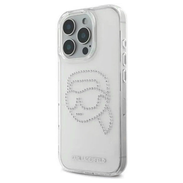 Futrola za Apple iPhone 16 Pro, Karl Lagerfeld, IML Rhinestones Karl's Head, Transparentna