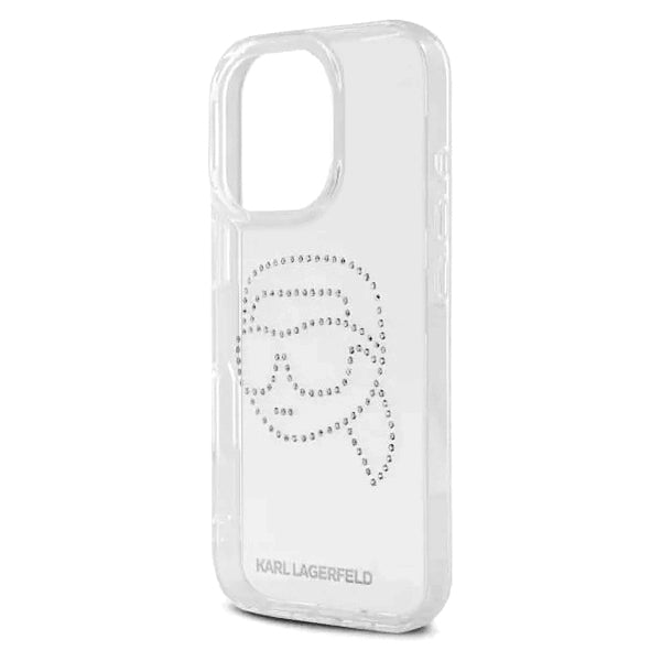 Futrola za Apple iPhone 16 Pro, Karl Lagerfeld, IML Rhinestones Karl's Head, Transparentna