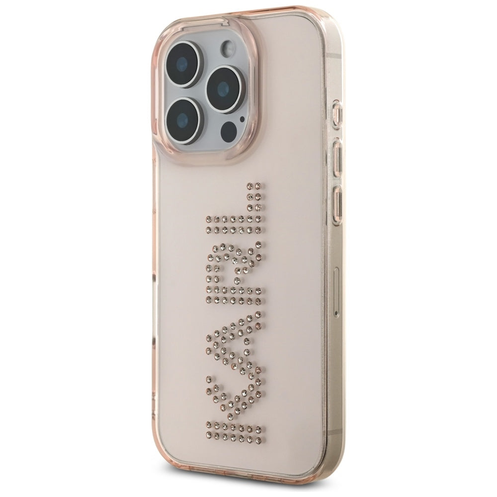 Futrola za Apple iPhone 16 Pro, Karl Lagerfeld, IML Rhinestones Pink Logo, Roze