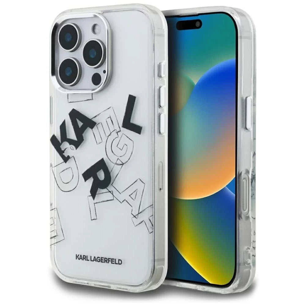 Futrola za Apple iPhone 16 Pro, Karl Lagerfeld, IML Sketched Graphic Logo, Transparentna