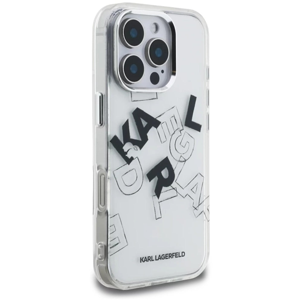 Futrola za Apple iPhone 16 Pro, Karl Lagerfeld, IML Sketched Graphic Logo, Transparentna