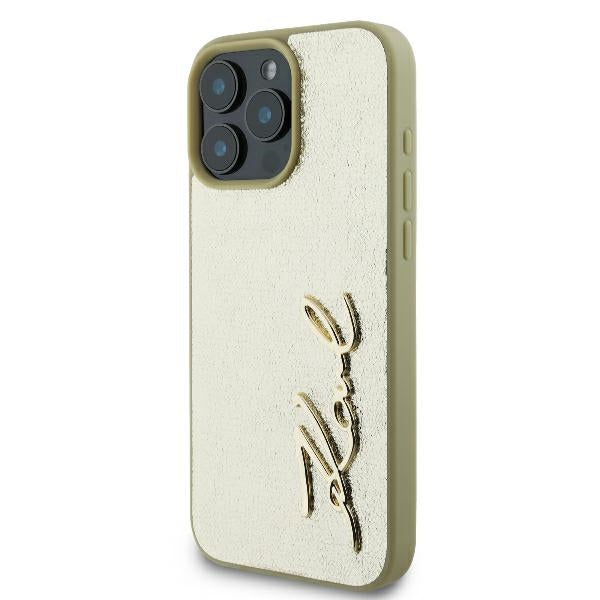Futrola za Apple iPhone 16 Pro, Karl Lagerfeld, Metal Signature, Zlatna