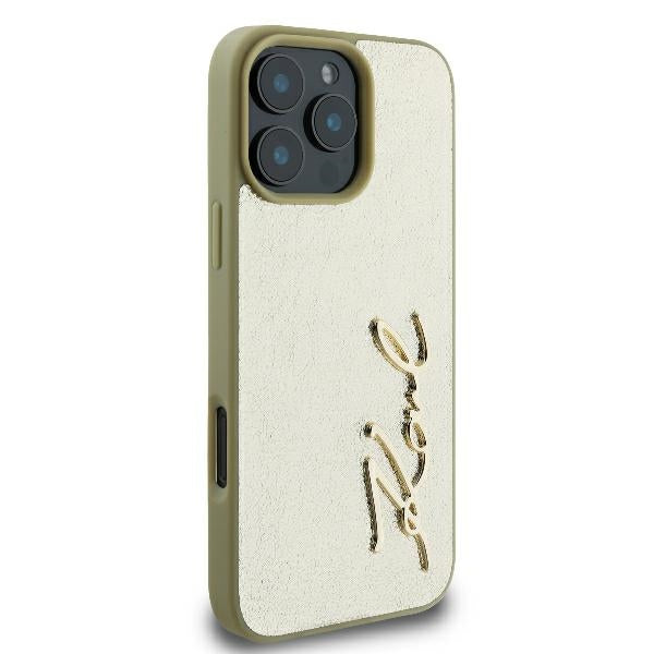 Futrola za Apple iPhone 16 Pro, Karl Lagerfeld, Metal Signature, Zlatna