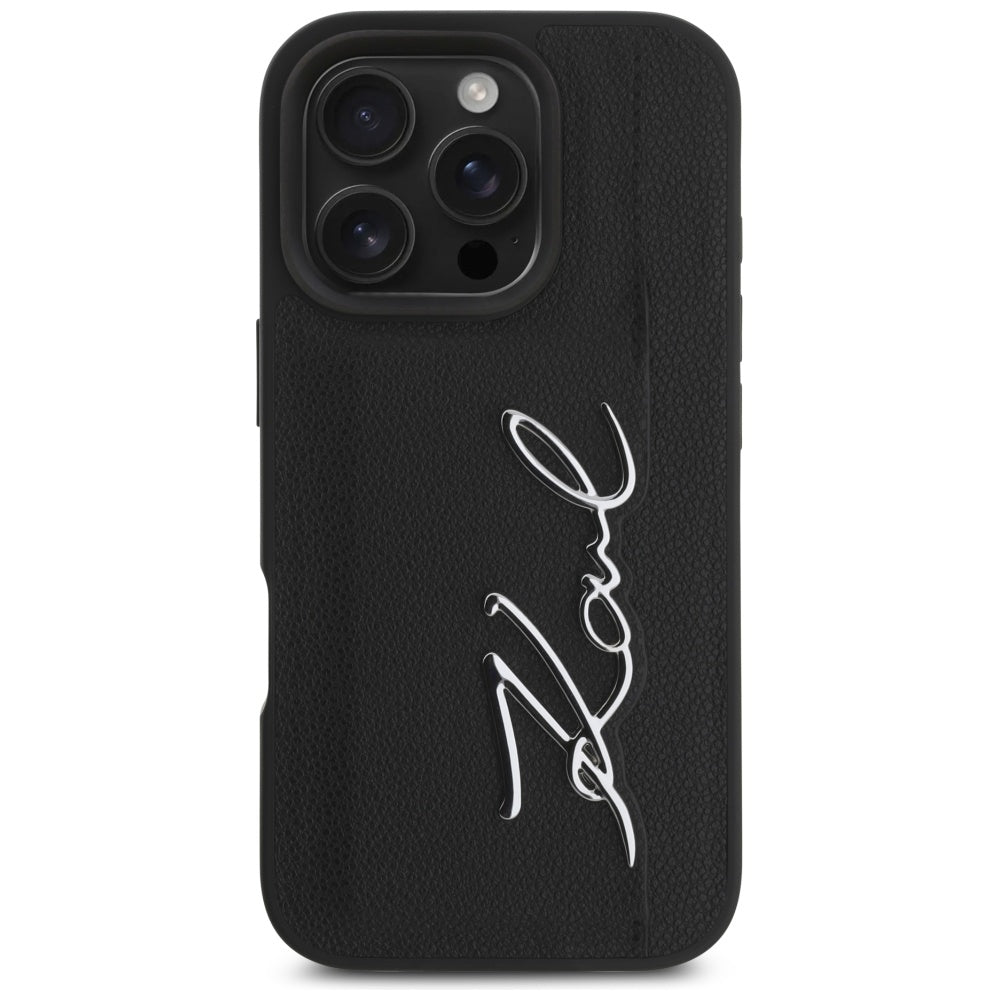 Futrola za Apple iPhone 16 Pro, Karl Lagerfeld, Metal Signature, Crna