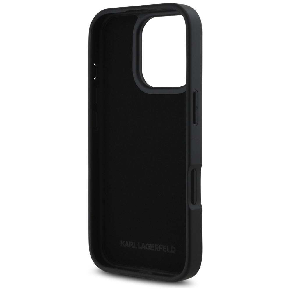 Futrola za Apple iPhone 16 Pro, Karl Lagerfeld, Metal Signature, Crna