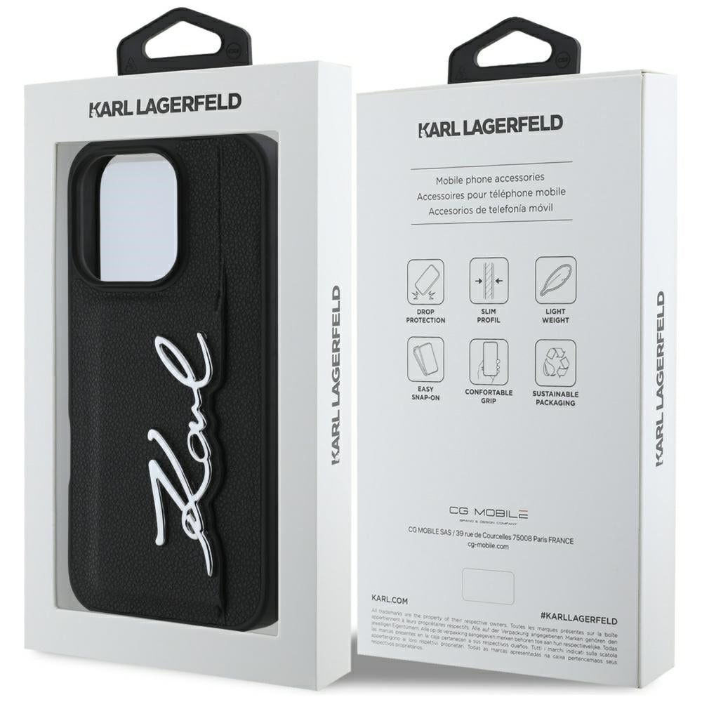 Futrola za Apple iPhone 16 Pro, Karl Lagerfeld, Metal Signature, Crna