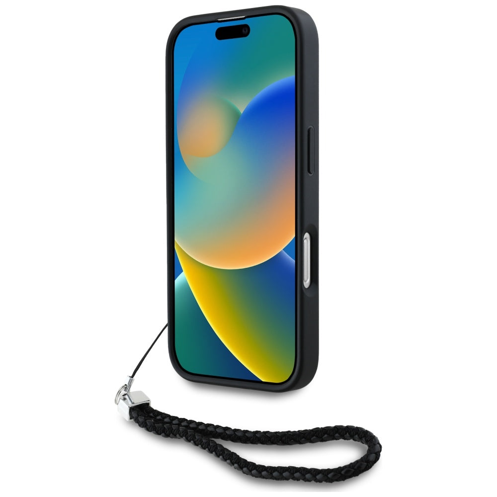 Futrola za Apple iPhone 16 Pro, Karl Lagerfeld, Quilted Initial Logo & Chain Strap, Crna