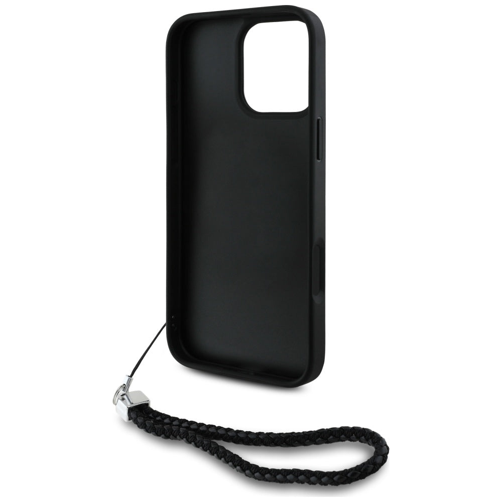 Futrola za Apple iPhone 16 Pro, Karl Lagerfeld, Quilted Initial Logo & Chain Strap, Crna