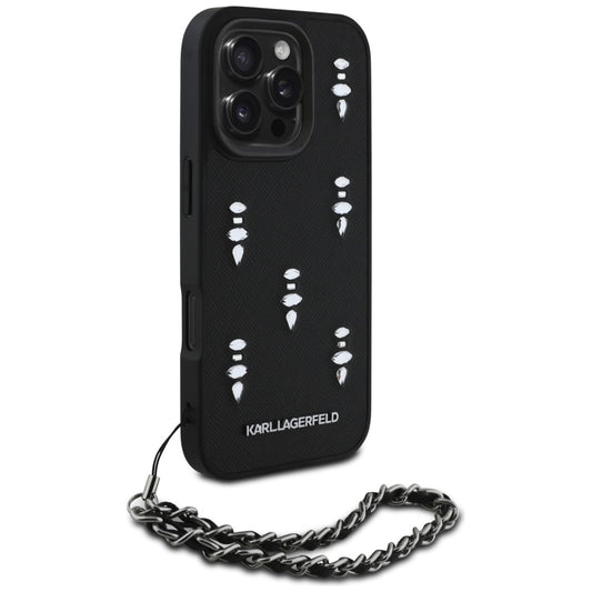 Futrola za Apple iPhone 16 Pro, Karl Lagerfeld, Saffiano Crystals & Charm, Crna