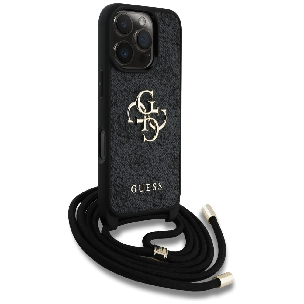 Futrola za Apple iPhone 16 Pro Max, Guess, 4G CBDY Big Logo with Cord Strap, Crna