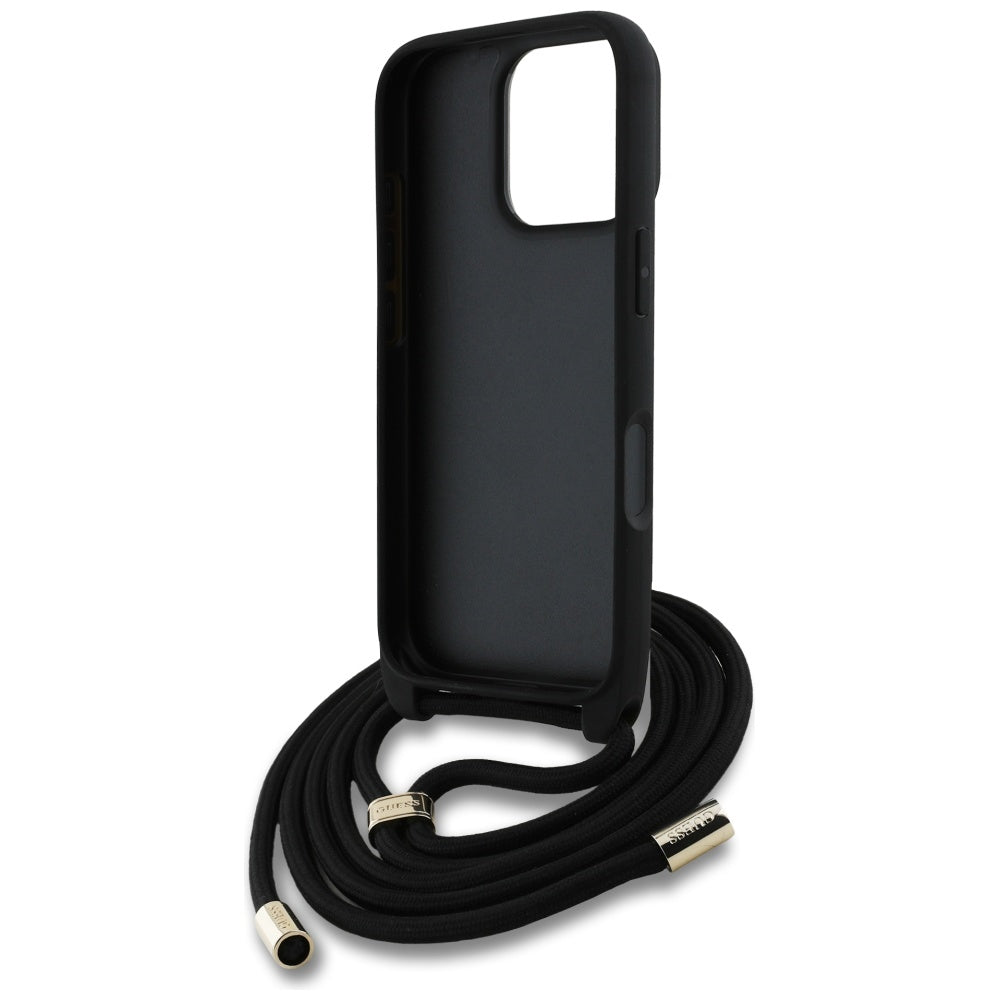 Futrola za Apple iPhone 16 Pro Max, Guess, 4G CBDY Big Logo with Cord Strap, Crna