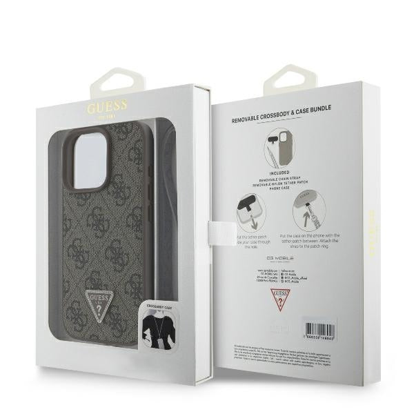 Futrola za Apple iPhone 16 Pro Max, Guess, Crossbody 4G Triangle Strass, Braon