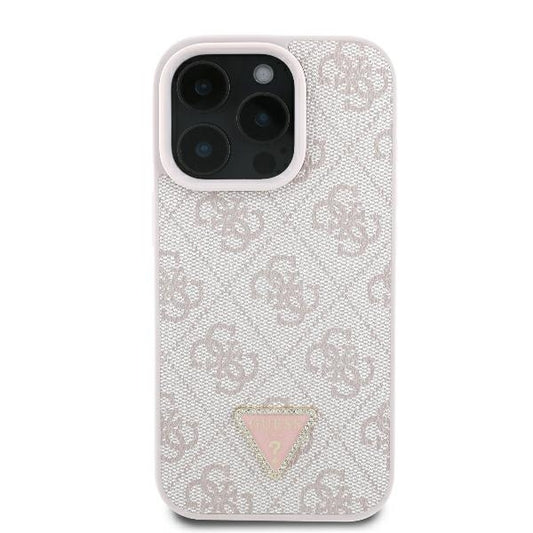 Futrola za Apple iPhone 16 Pro Max, Guess, Crossbody 4G Triangle Strass, Roze