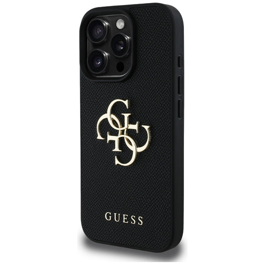 Futrola za Apple iPhone 16 Pro Max, Guess, Grained Big 4G Logo Small Classic Logo, Crna