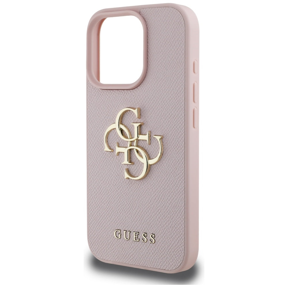 Futrola za Apple iPhone 16 Pro Max, Guess, Grained Big 4G Logo Small Classic Logo, Roze