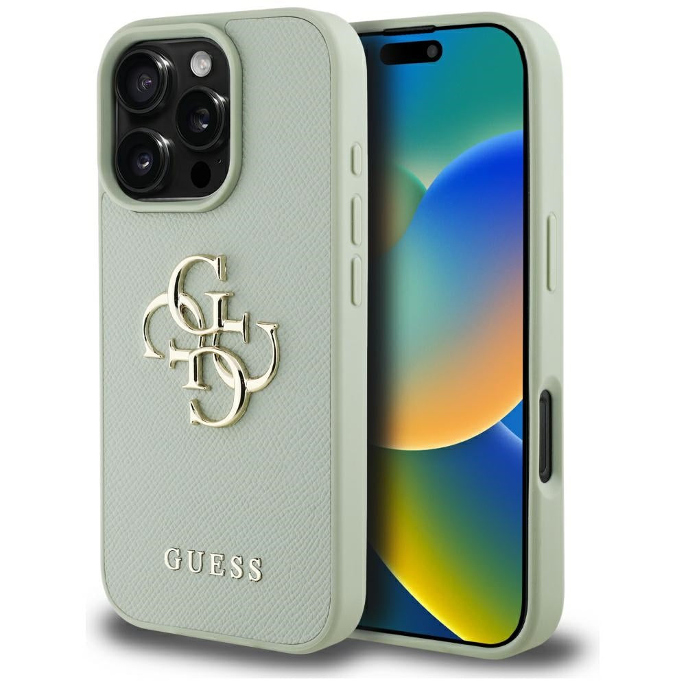 Futrola za Apple iPhone 16 Pro Max, Guess, Grained Big 4G Logo Small Classic Logo, Zelena