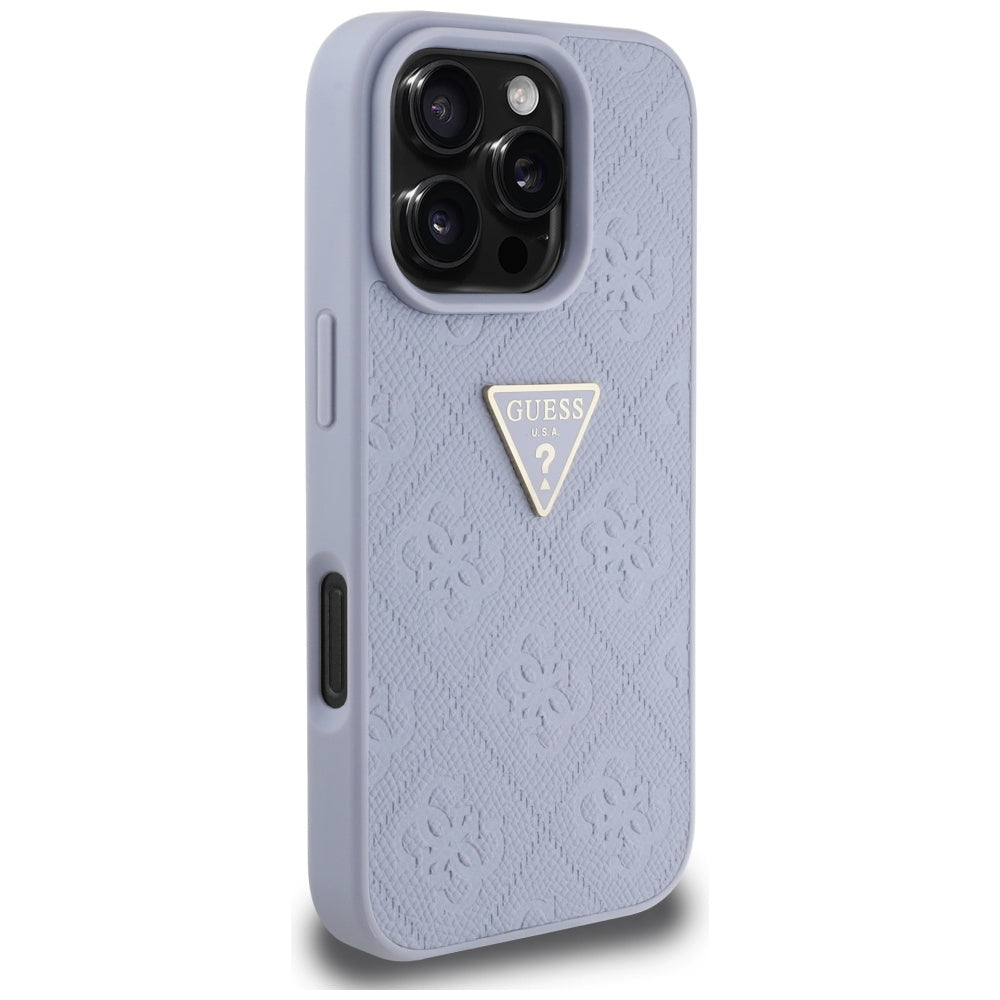 Futrola za Apple iPhone 16 Pro Max, Guess, Hot Stamp 4G Pattern Triangle Logo, Svetlo Ljubičasta