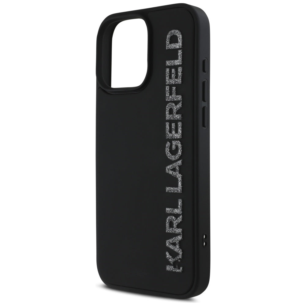 Futrola za Apple iPhone 16 Pro Max, Karl Lagerfeld, 3D Rubber Elongated Gliiter Logo, Crna