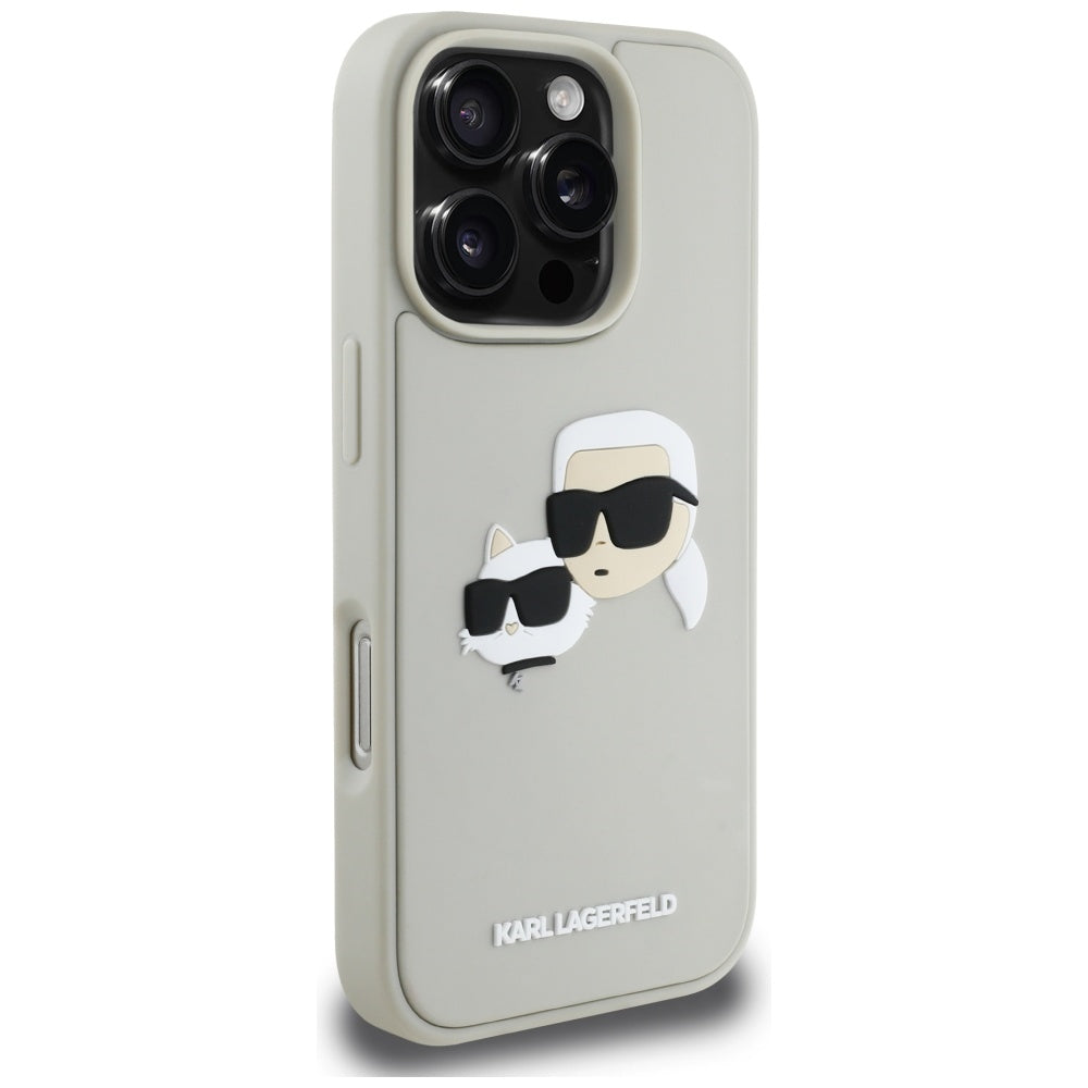 Futrola za Apple iPhone 16 Pro Max, Karl Lagerfeld, 3D Rubber Karl & Choupette, Bež