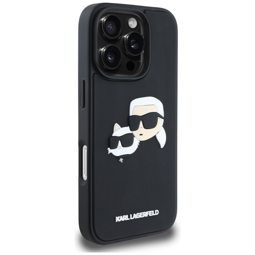 Futrola za Apple iPhone 16 Pro Max, Karl Lagerfeld, 3D Rubber Karl & Choupette, Crna